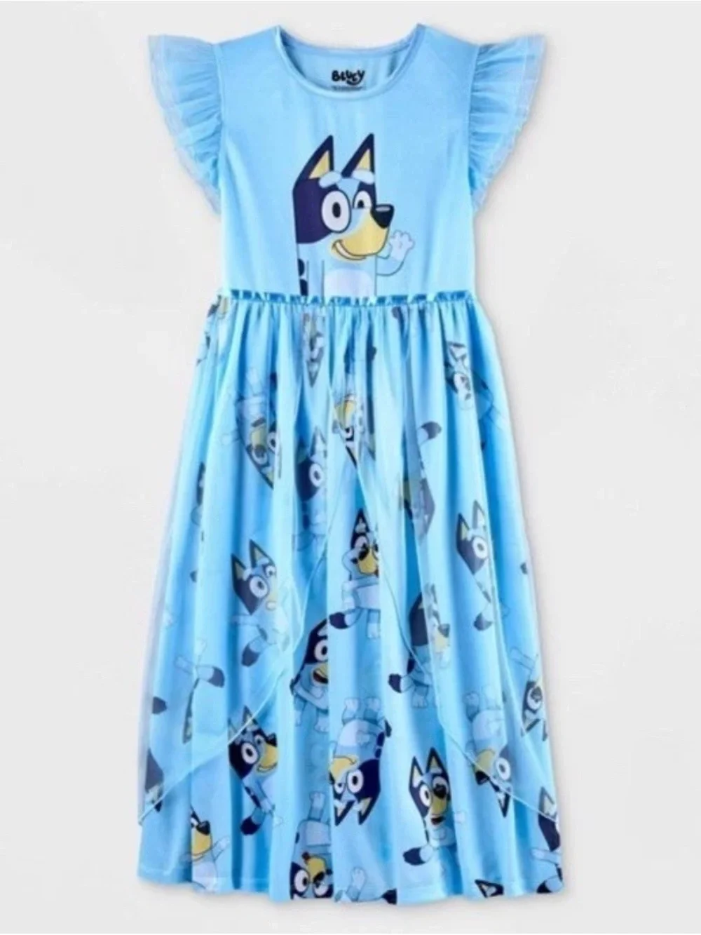 Girls Bluey Satin & Tulle Nightgown, Dress Up Gown XS (4/5)  NWOT
